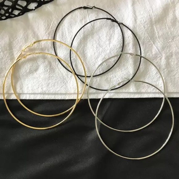 ⚜️[𝟯/$𝟮𝟴]⚜️Big Gold Hoop Simple Earrings NEW - Picture 3 of 8